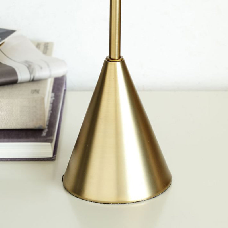 1-Light Post-modern Style Table Lamp Tapered Transparent Glass Shade Metal Nightstand Light