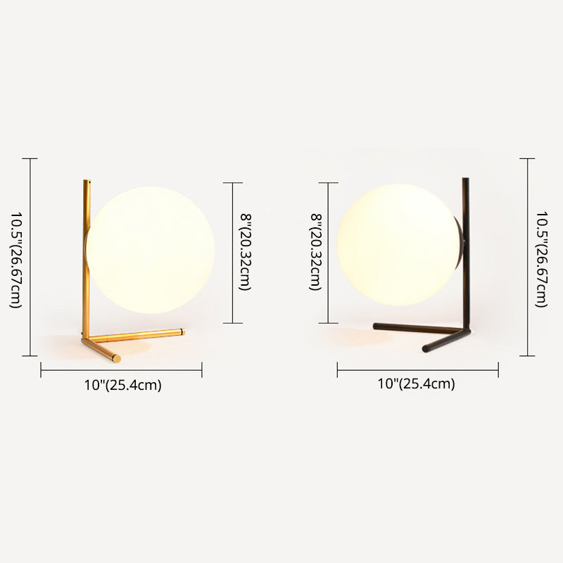 Lampada da tavolo minimalista in vetro bianco globo Lampada da comodino in stile nordico da 9,8 pollici per camera da letto