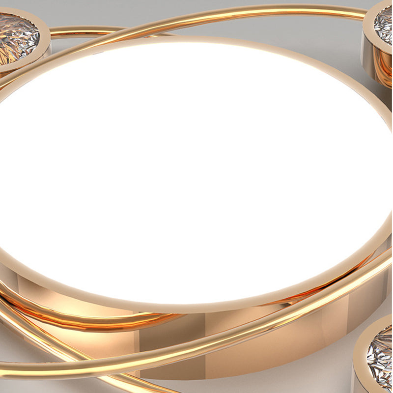 Bédroom Ceiling Fixture Lumière Simplicité Or Crystal LED Flush Mount avec Geometric Acrylic Shade