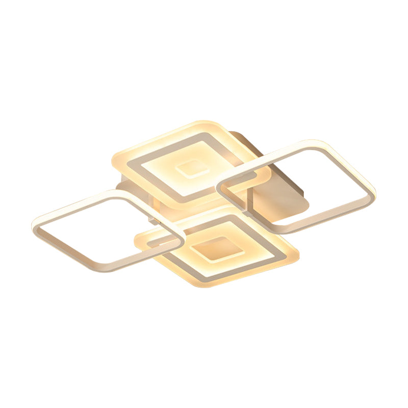 Rahmen Acryl halb Flush Modernist 4 Köpfe weiße Deckenhalterung Leuchte in warmem/weißem Licht