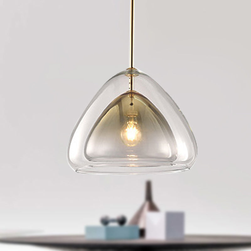 Cono Pendiente Luz de luz Nordic Double Glass Shade 1 Luz de lámpara de 12 "/14" de ancho
