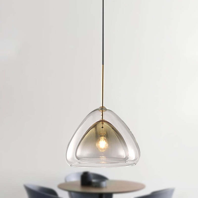 Cono Pendiente Luz de luz Nordic Double Glass Shade 1 Luz de lámpara de 12 "/14" de ancho