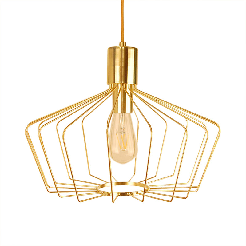Geometrischer Käfig Innenhängung Licht Retro -Stil Metal 1 Leichtes Messing/Kupfer Anhänger Beleuchtung