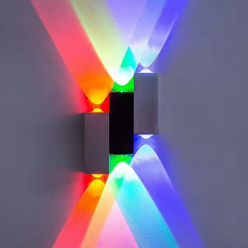 3 combinazione rettangolare a LED SCONCE SCONCE a 6 luci a 6 luci moderne lampada a parete in alluminio spazzolato in luce bianca calda