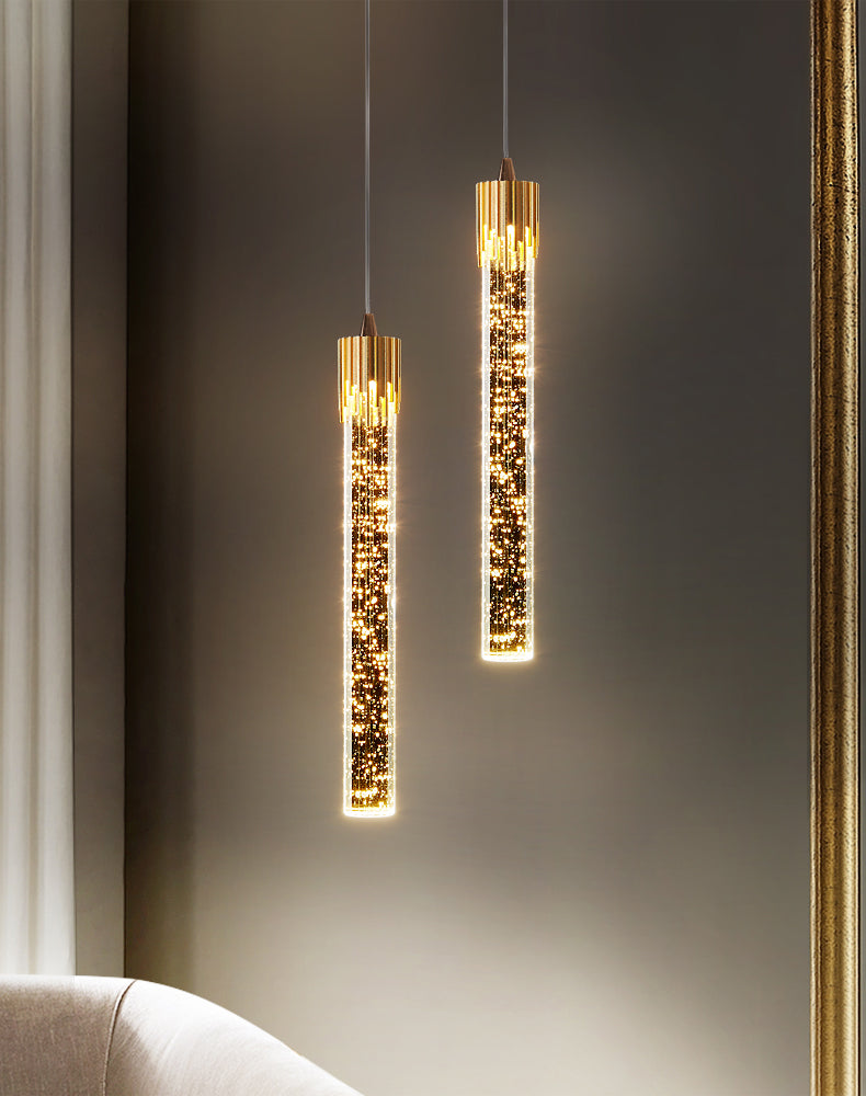 Modern Minimalist Style Tubes Pendant Lighting Fixtures Crystal Ceiling Lamp for Living Room