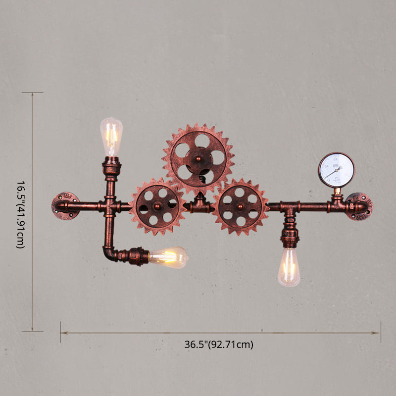Pipa de agua industrial de la pared lámpara montada en la pared metal 3 luces luces aplicativas