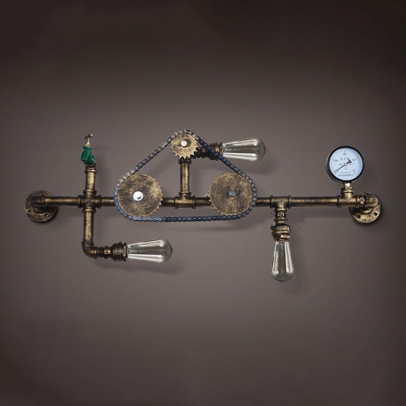 Pipa de agua industrial de la pared lámpara montada en la pared metal 3 luces luces aplicativas