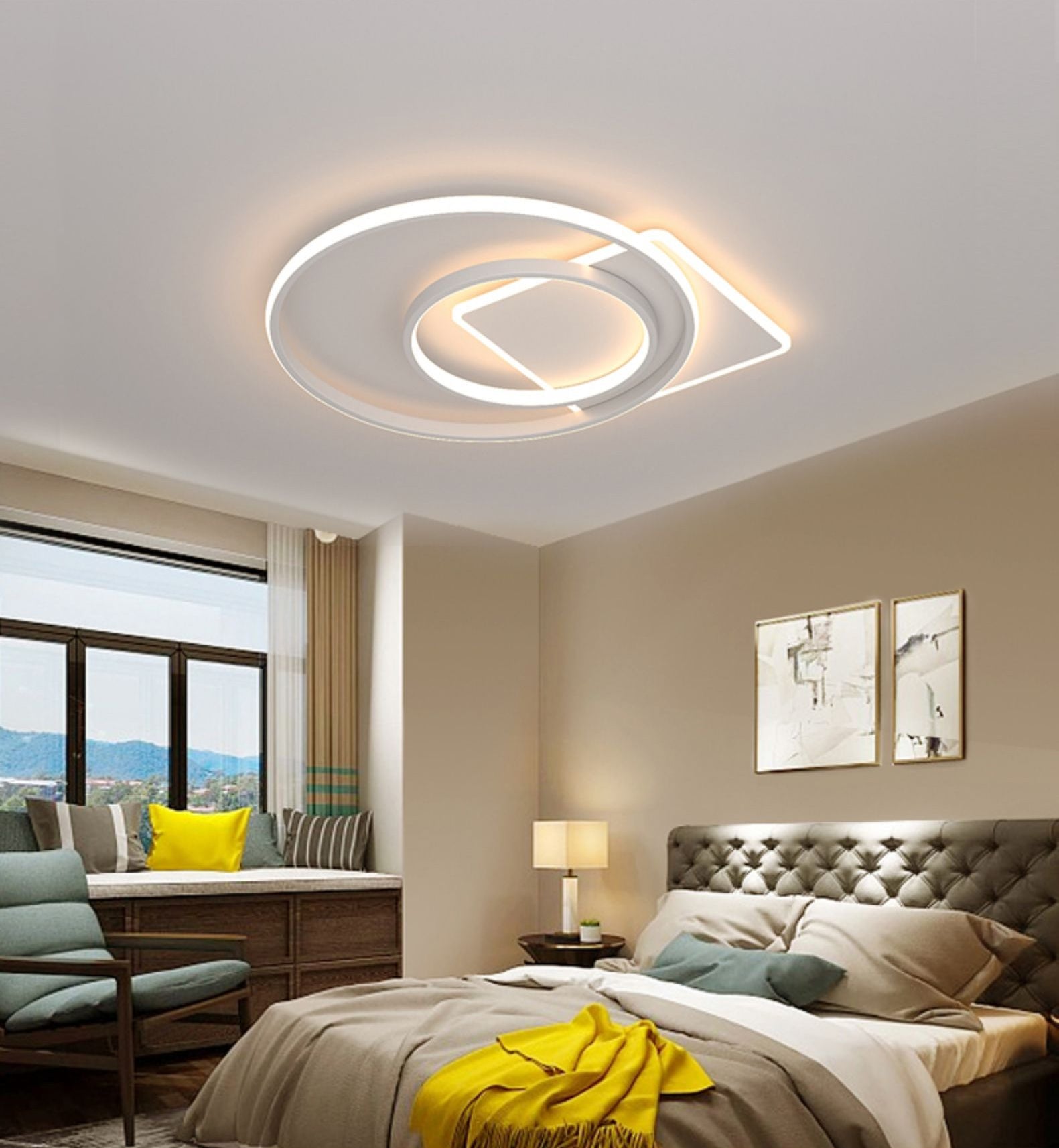 Lámpara de techo moderna geométrica con luz empotrada LED para sala de estar de hierro forjado
