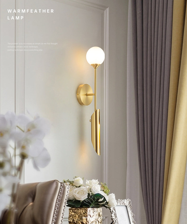 Modern Style Wall Sconce 2 Light Glass Globe Wall Sconce Lighting for Bedroom