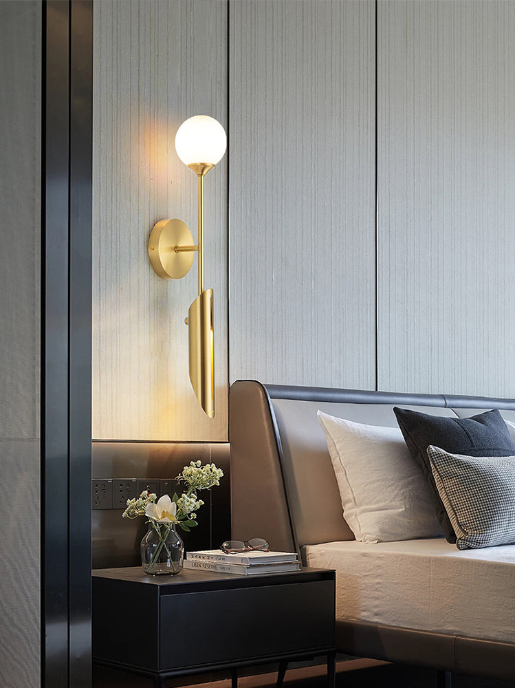 Modern Style Wall Sconce 2 Light Glass Globe Wall Sconce Lighting for Bedroom