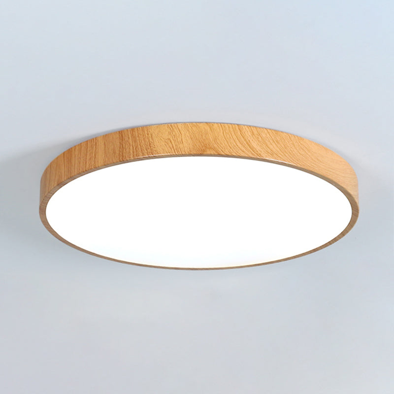Log Color Circular LED Flush Mount in Modern Concise Style Wrought Iron Ceiling Light for Living Room