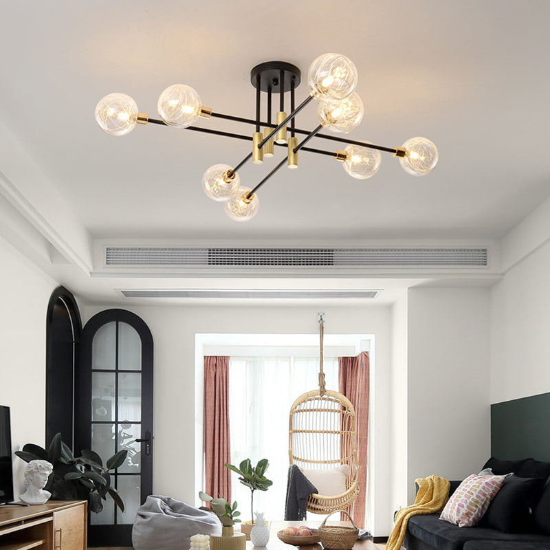 Global Living Room Semi Flush Mount Ceiling Light Glass Simple Ceiling Lighting in Black