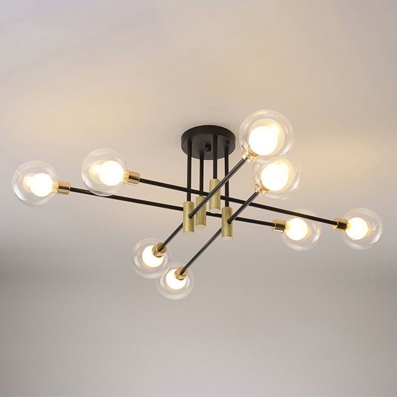 Global Living Room Semi Flush Mount Ceiling Light Glass Simple Ceiling Lighting in Black