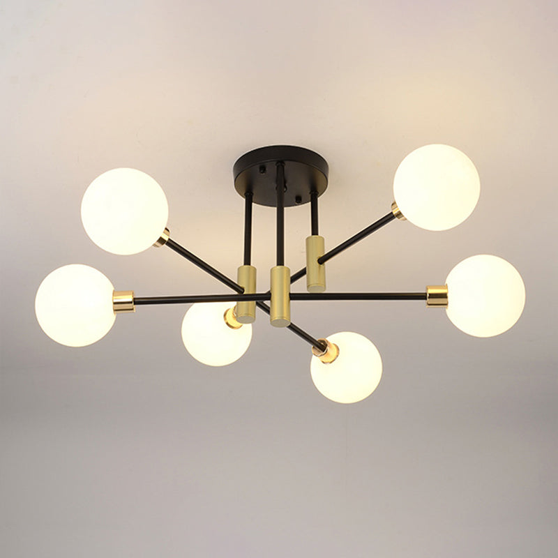 Global Living Room Semi Flush Mount Ceiling Light Glass Simple Ceiling Lighting in Black