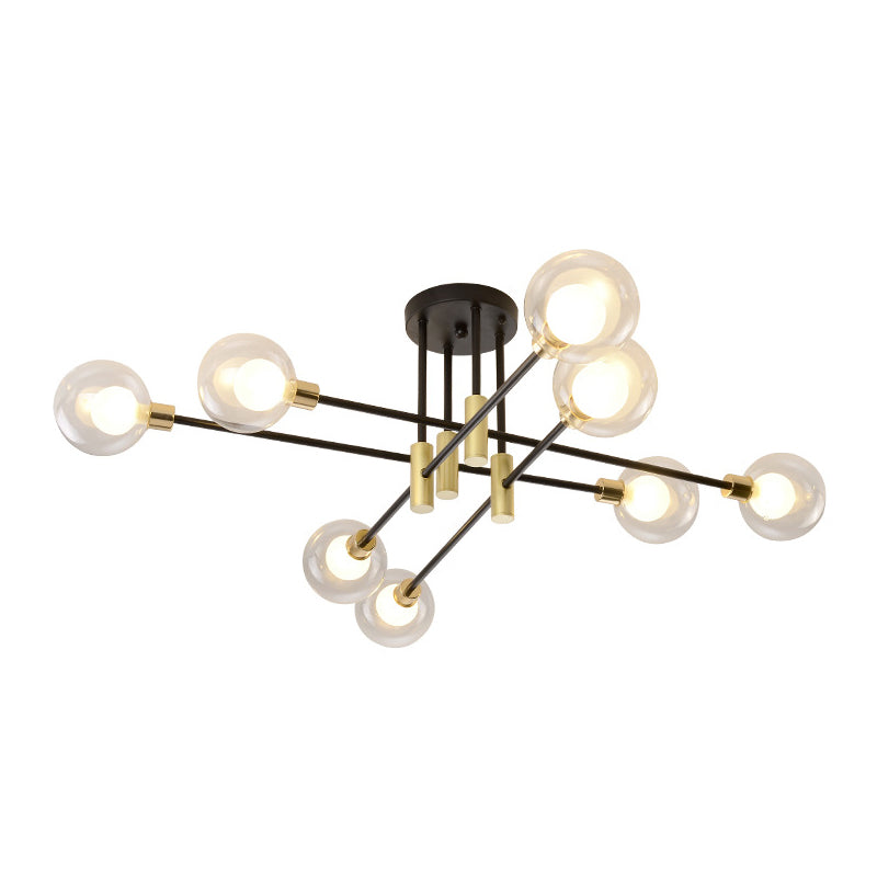 Global Living Room Semi Flush Mount Ceiling Light Glass Simple Ceiling Lighting in Black