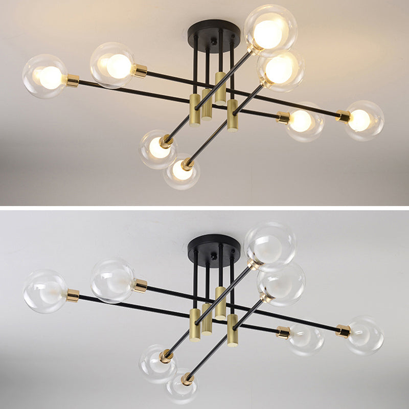 Global Living Room Semi Flush Mount Ceiling Light Glass Simple Ceiling Lighting in Black