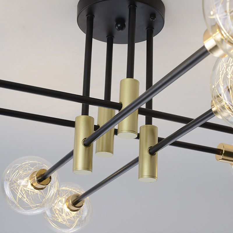 Global Living Room Semi Flush Mount Ceiling Light Glass Simple Ceiling Lighting in Black