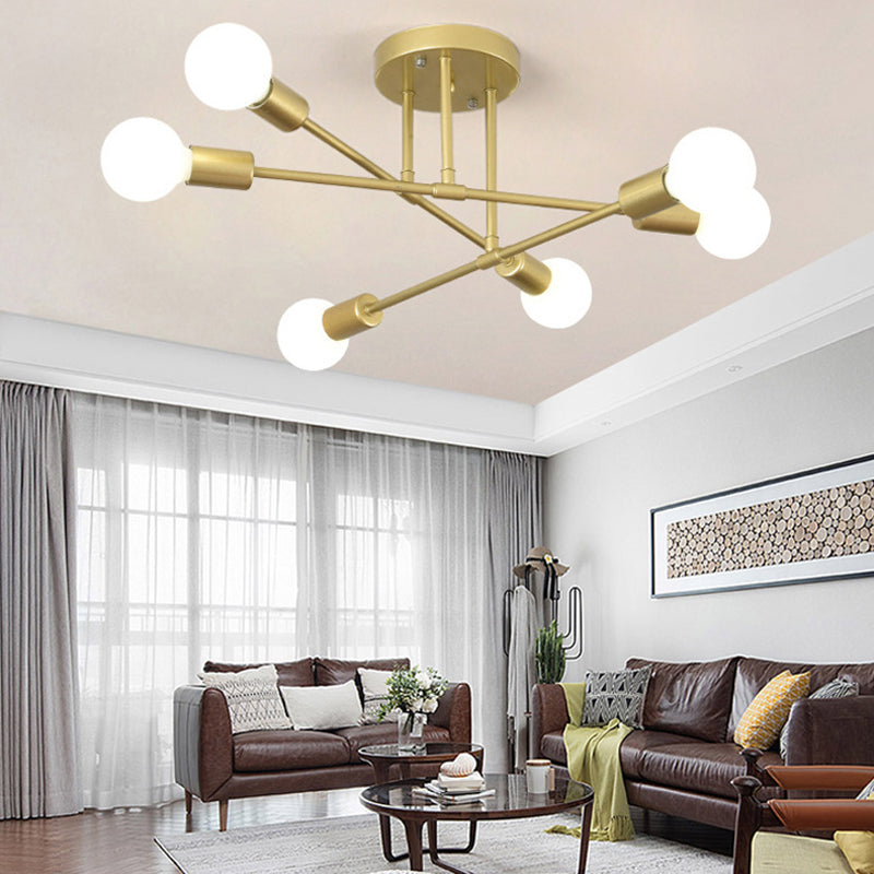 Sputnik Semi Flush Light Fixture Minimalist Style Metal Semi Flush Mount Ceiling Fixture