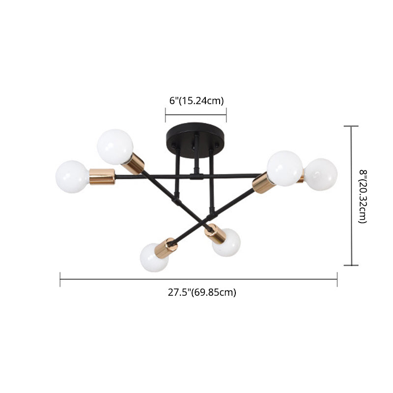 Sputnik Semi Flush Light Fixture Minimalist Style Metal Semi Flush Mount Ceiling Fixture