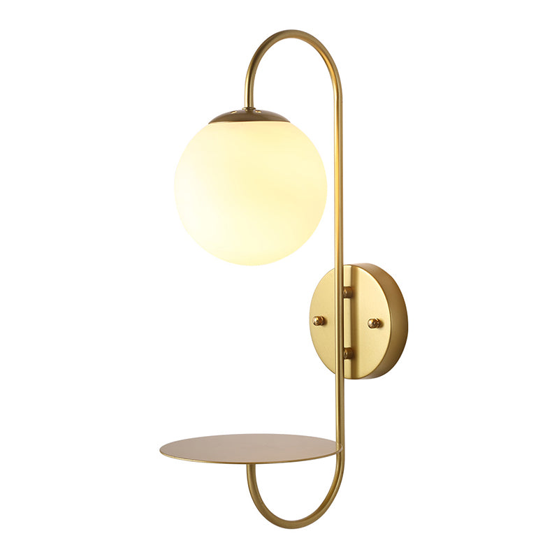 Modern Glass Wall Sconce Lighting Metal Gooseneck Wall Light for Bedroom