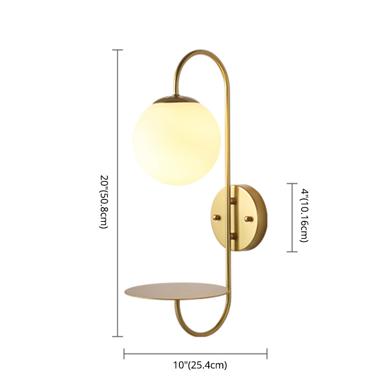 Modern Glass Wall Sconce Lighting Metal Gooseneck Wall Light for Bedroom