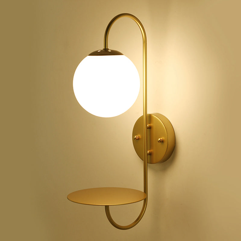 Modern Glass Wall Sconce Lighting Metal Gooseneck Wall Light for Bedroom