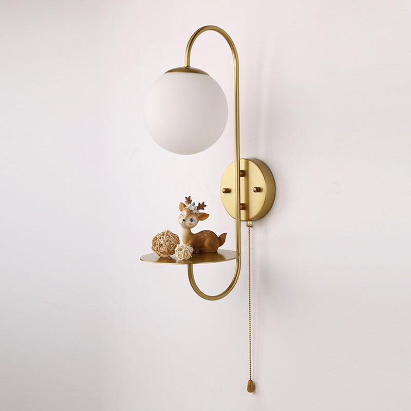 Modern Glass Wall Sconce Lighting Metal Gooseneck Wall Light for Bedroom