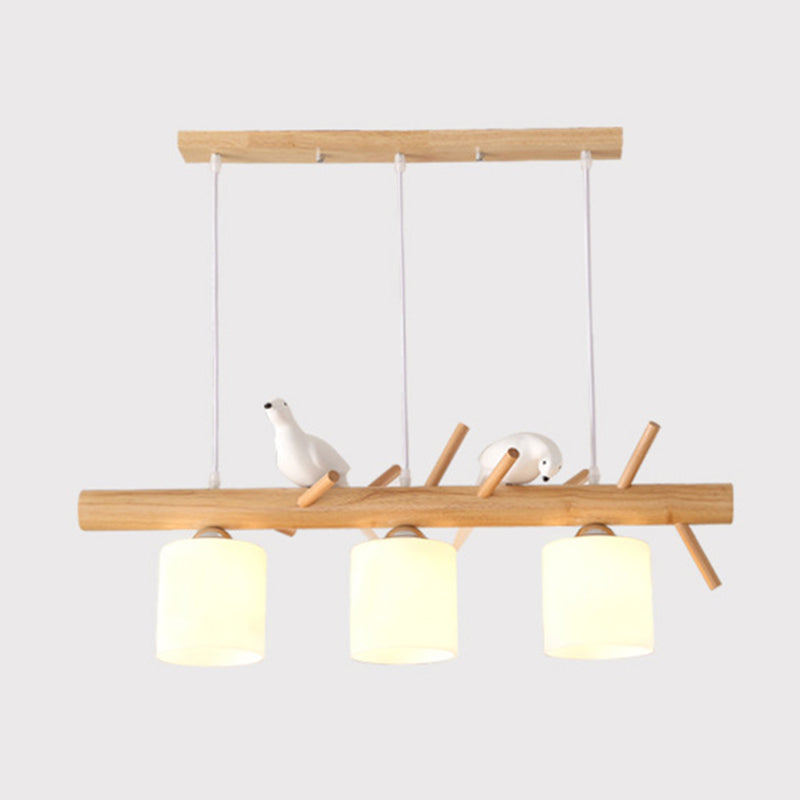 Luces de araña de la isla de cilindro simplicidad accesorios de iluminación de lámpara de vidrio blanco para mesa de comedor