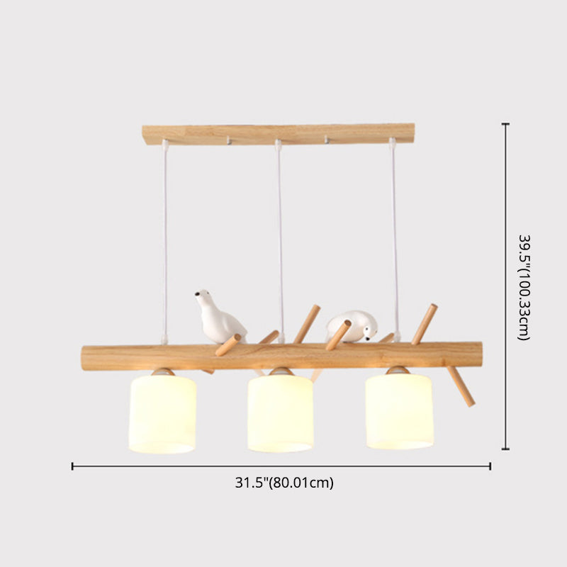 Luces de araña de la isla de cilindro simplicidad accesorios de iluminación de lámpara de vidrio blanco para mesa de comedor