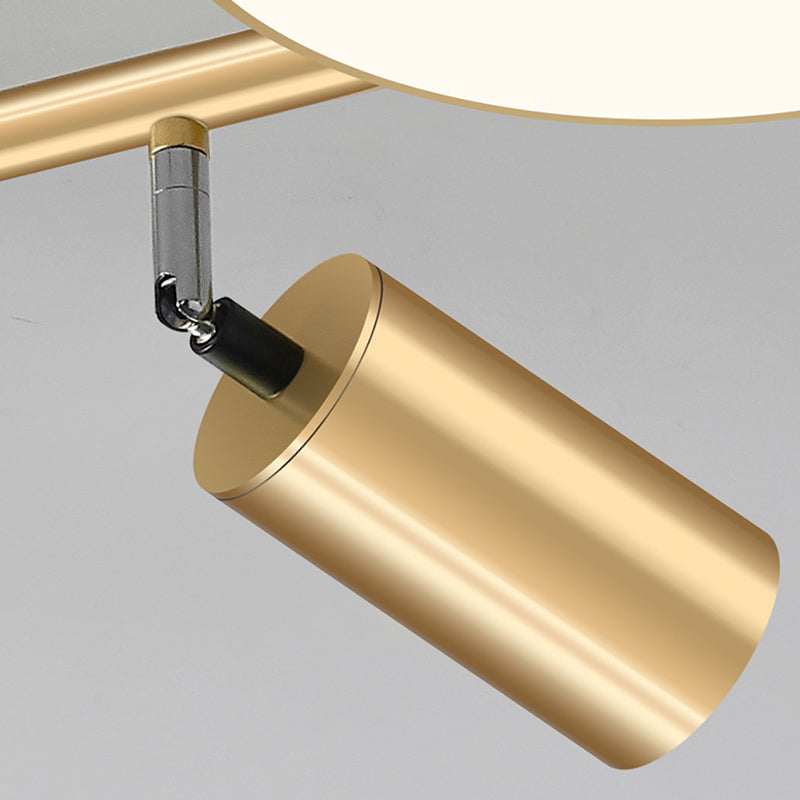 Metal Circular Semi Flush Mount Modern 4 Bulbs Gold Close to Ceiling Lighting for Bedroom