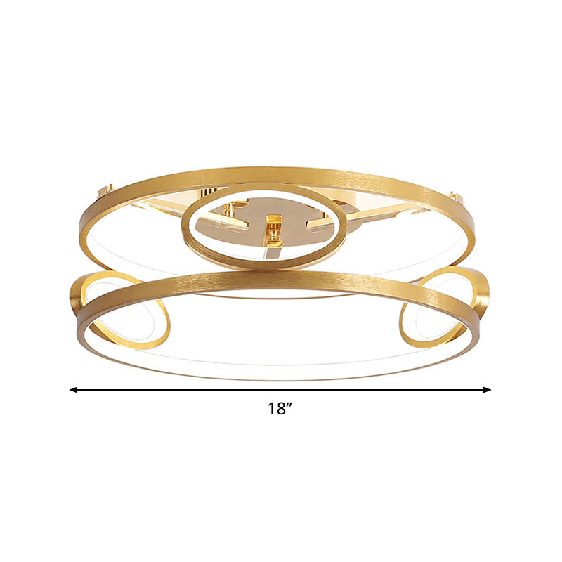 Tiered Semi Flush Light Simple Acrylic LED Gold Ceiling Mounted Fixture for Living Room, 18"/23.5" Wide