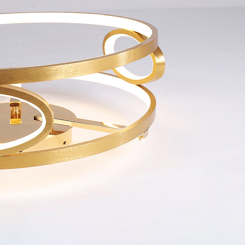 Tiered Semi Flush Light Simple Acrylic LED Gold Ceiling Mounted Fixture for Living Room, 18"/23.5" Wide