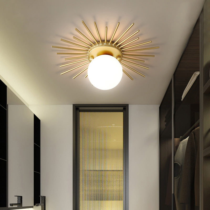 Zeitgenössische Runde Deckenmontage Glas Aisle Ceiling Mount Light Fassung in Weiß