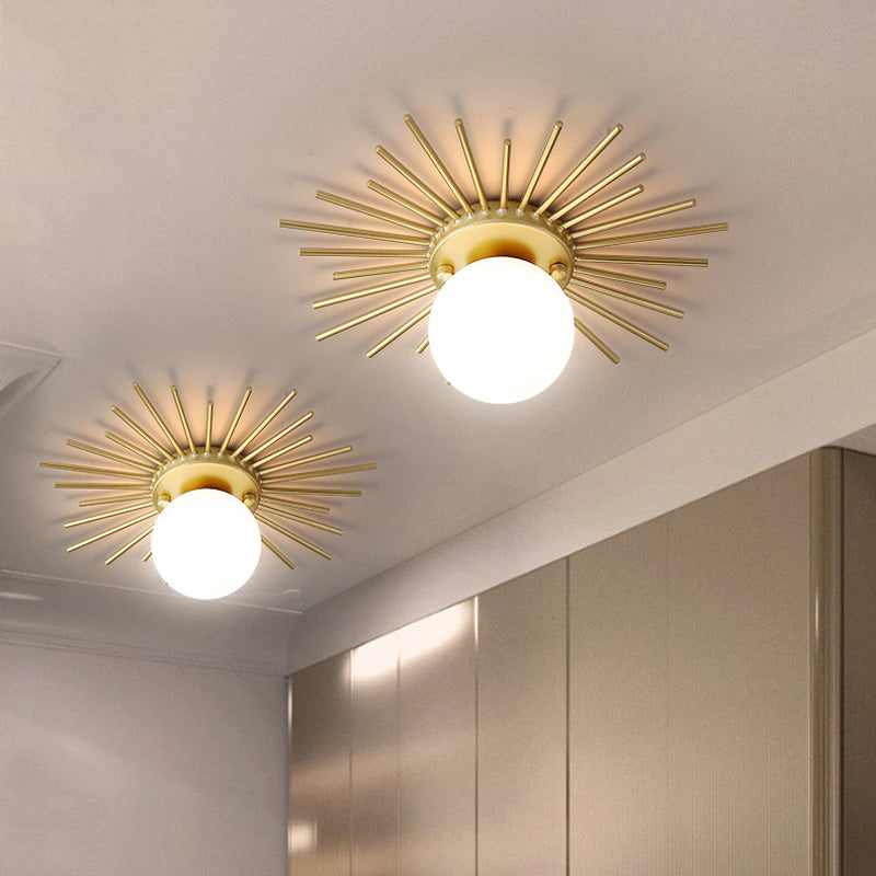 Zeitgenössische Runde Deckenmontage Glas Aisle Ceiling Mount Light Fassung in Weiß