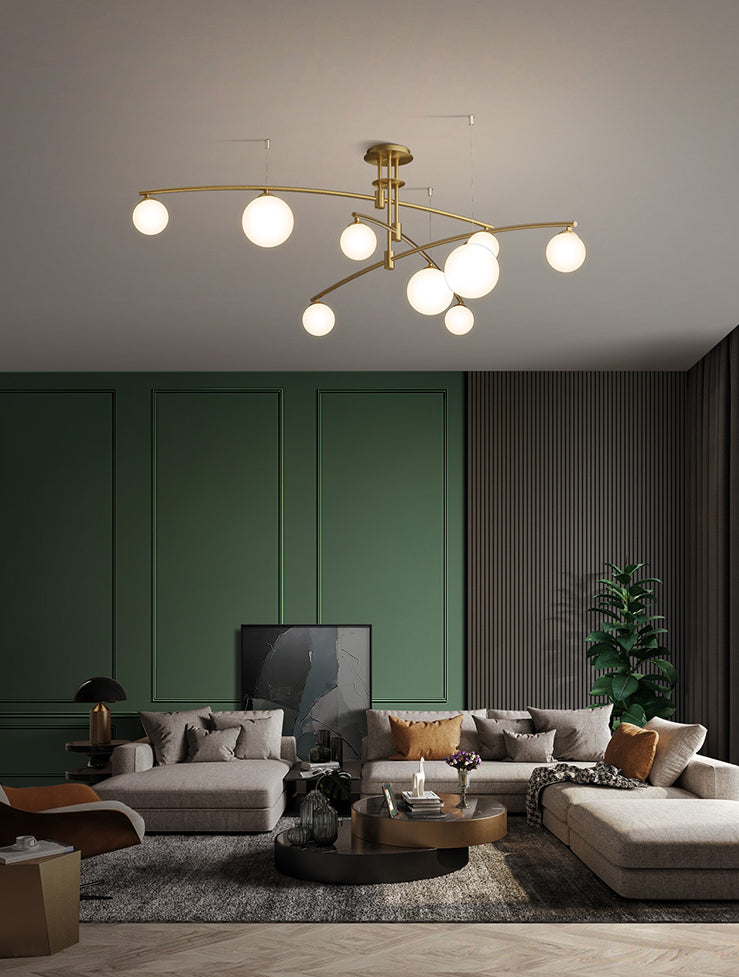 New Modern Glass Semi Flush Light Fixtures Bedroom Starburst Flush Mount Light with Shape