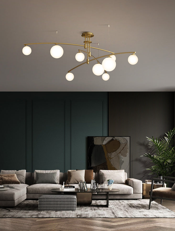 New Modern Glass Semi Flush Light Fixtures Bedroom Starburst Flush Mount Light with Shape