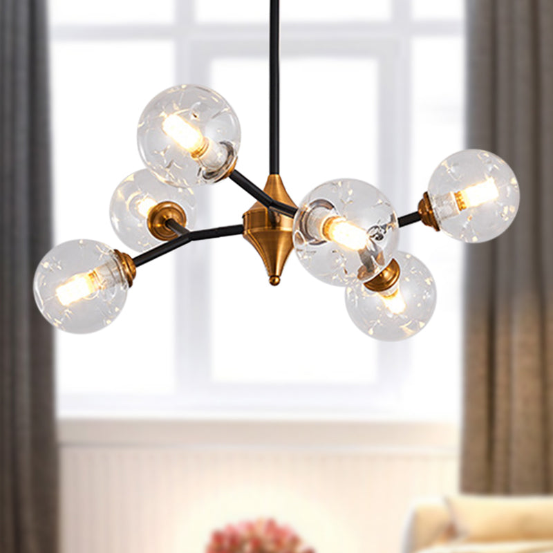 Nordic Bubble Hanging Lamp Kit Clear/Amber/Smoke Gray Dimpled Glass 6/10 Heads Chandelier Lamp for Dining Room