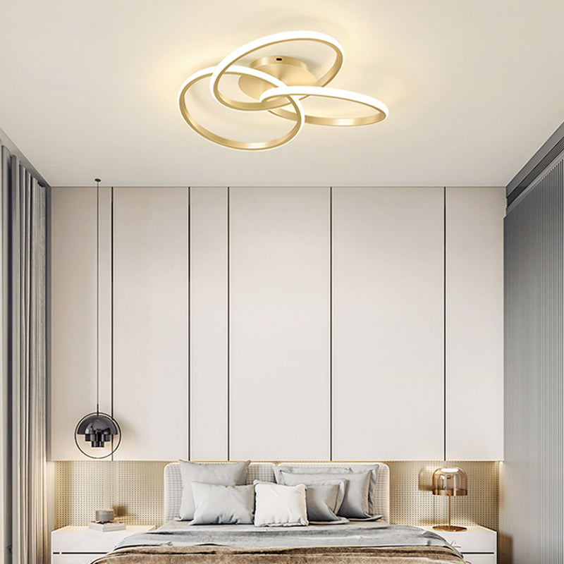Linear Iron LED Flush Mount Modern Style 3-Light Ceiling Light Fixture for Bedroom