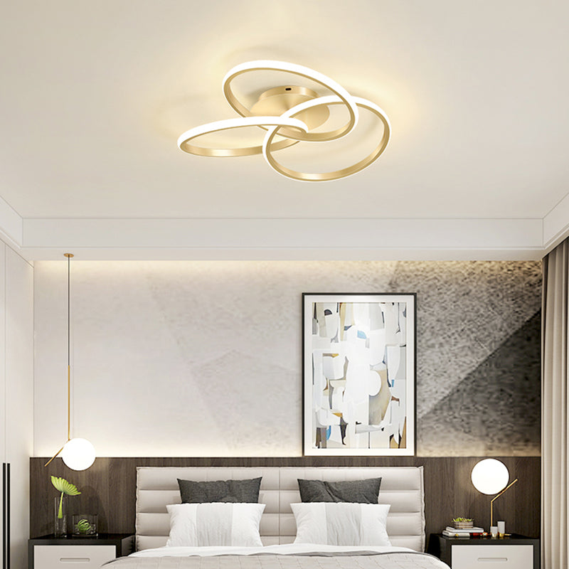 Linear Iron LED Flush Mount Modern Style 3-Light Ceiling Light Fixture for Bedroom