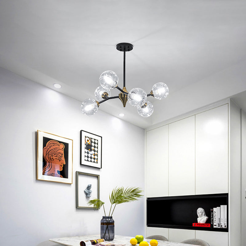 Kit lampada a sospensione di bolla nordica trasparente/ambra/fumo in vetro spremuto 6/10 teste lampada lampadario per sala da pranzo