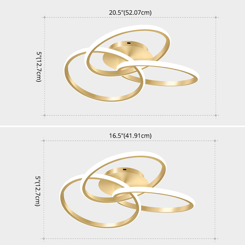 Linear Iron LED Flush Mount Modern Style 3-Light Ceiling Light Fixture for Bedroom