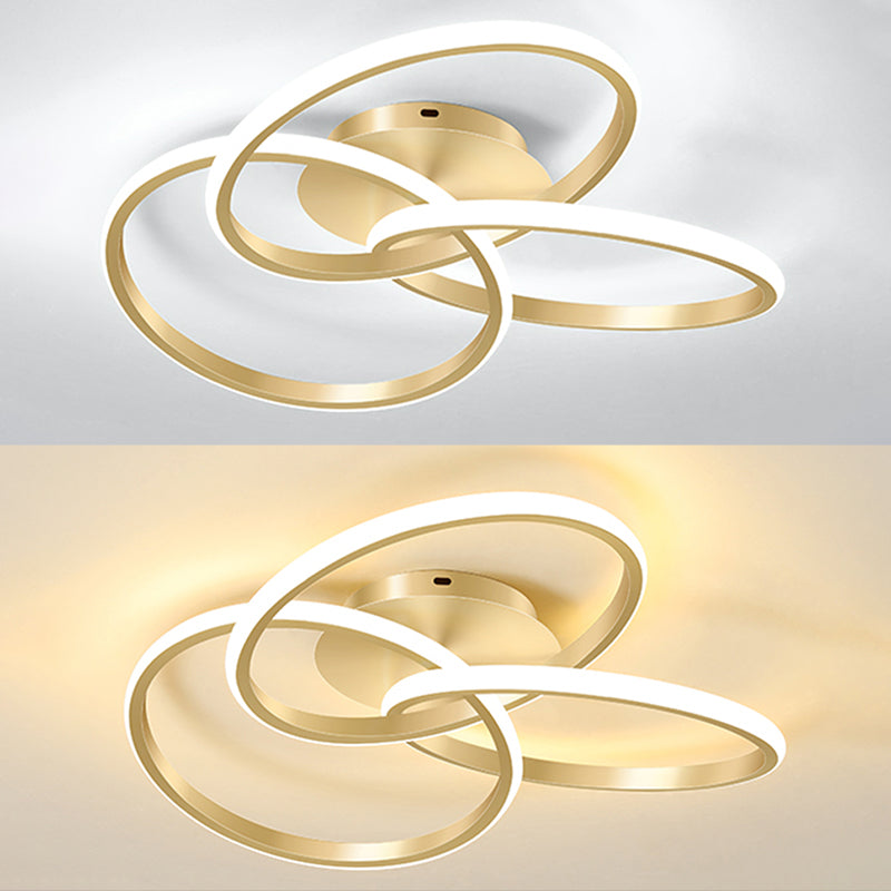 Linear Iron LED Flush Mount Modern Style 3-Light Ceiling Light Fixture for Bedroom