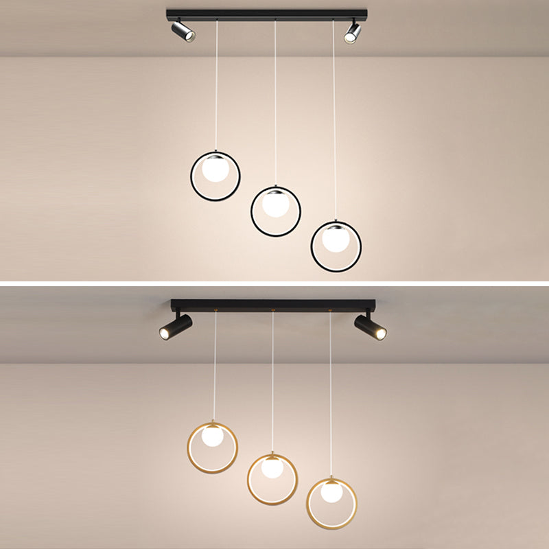 Accesorios de iluminación colgante de globo modernos araña de isla metálica