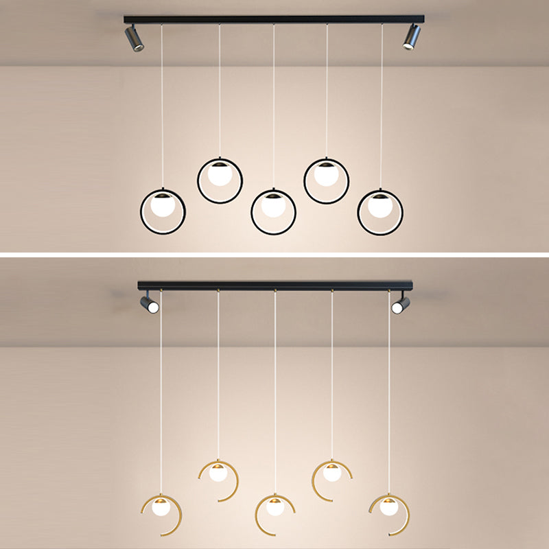 Accesorios de iluminación colgante de globo modernos araña de isla metálica