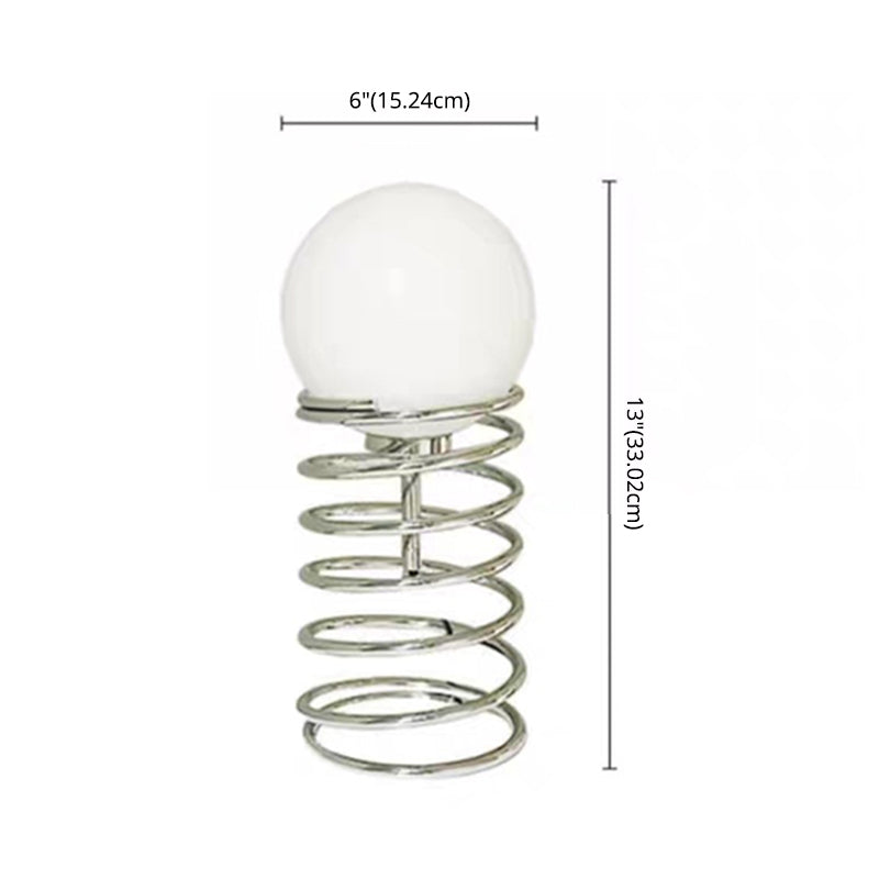 Lampada da tavolo a molla cromata Lampada da comodino minimalista in vetro bianco a 1 lampadina per camera da letto