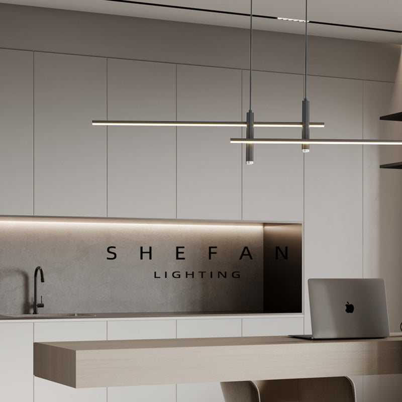 Modern Linear Island Chandelier Lights Metal Island Pendants