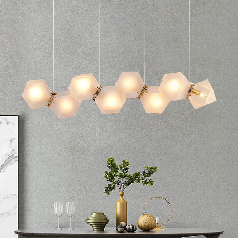 Geometric Frosted Glass Chandelier Lighting Postmodern 6/8/10 Heads Gold Hanging Lamp Kit