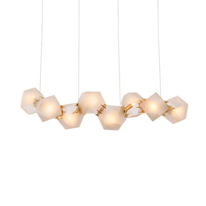 Geometric Frosted Glass Chandelier Lighting Postmodern 6/8/10 Heads Gold Hanging Lamp Kit