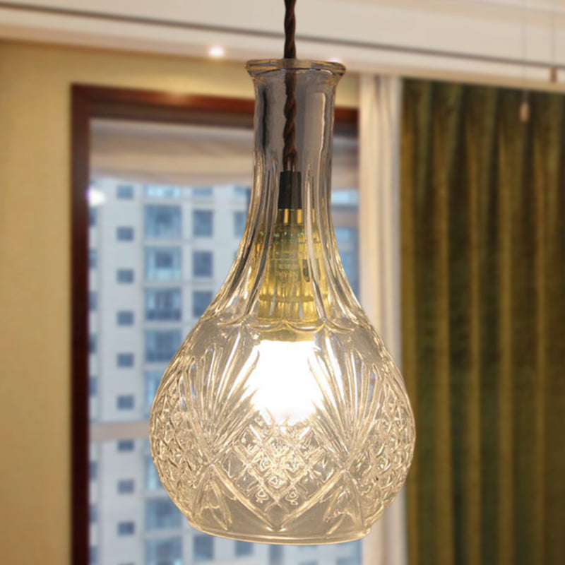 Clear Prism Glass Bottle Pendant Light Fixture Modern 1 Light Hanging Ceiling Light for Dining Room
