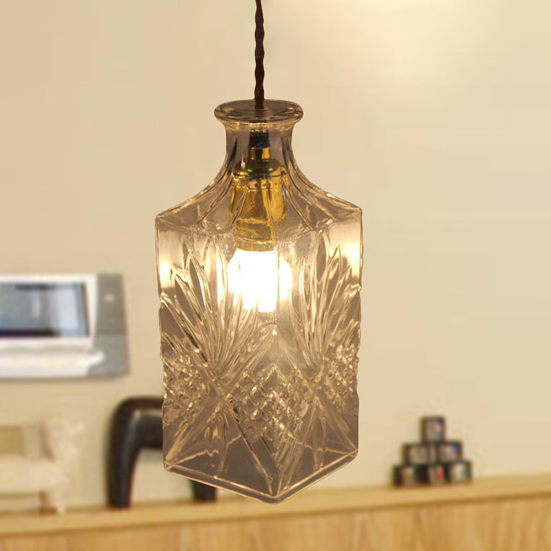 Clear Prism Glass Bottle Pendant Light Fixture Modern 1 Light Hanging Ceiling Light for Dining Room